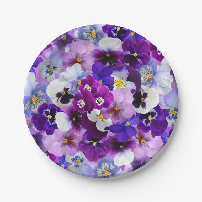 Pansy Flower Wallpaper Art Paper Plate (Front)