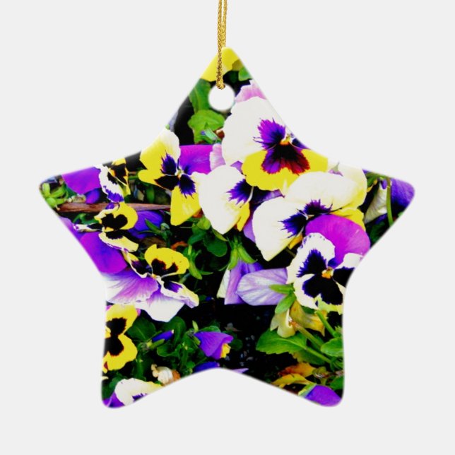 pansy flowers ceramic ornament (Front)