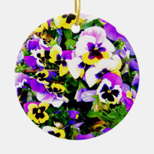 pansy flowers ceramic ornament