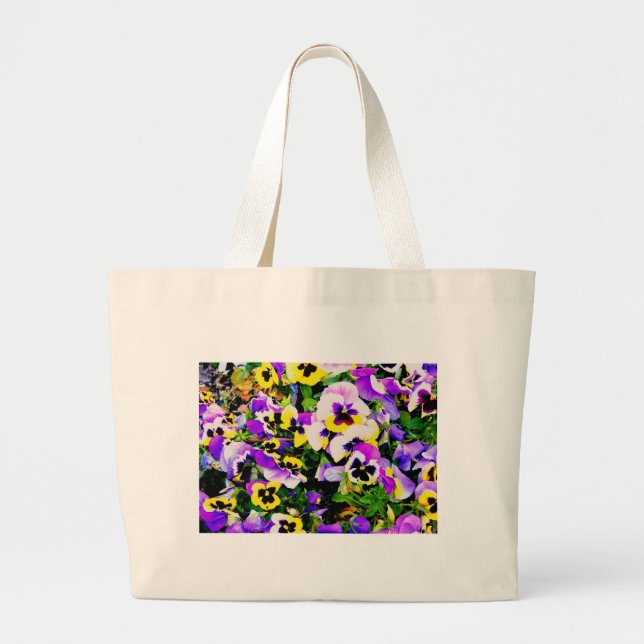pansy flowers large tote bag (Front)
