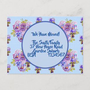 Pansy Flowers New Address Postcard, We Are Moving Postcard