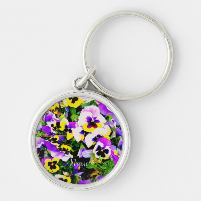 Pansy flowers Thunder_Cove Key Ring (Front)