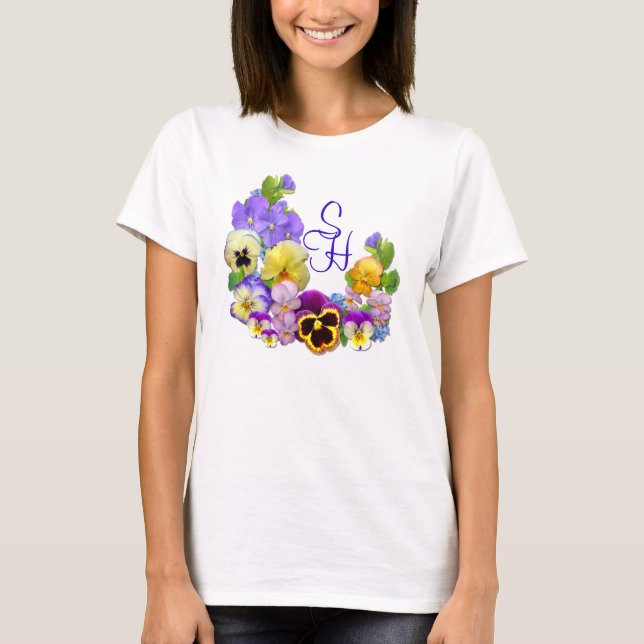PANSY & FORGET-ME-NOT ~ Monogram T-Shirt (Front)