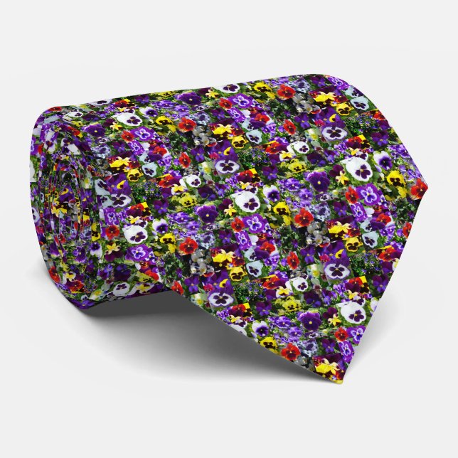 Pansy Garden Variety, Neck Tie (Rolled)