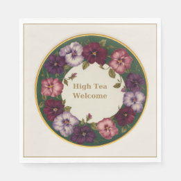 Pansy High Tea Napkins • Ivory & Gold