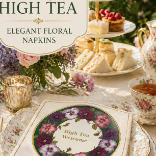 Pansy High Tea Napkins • Ivory & Gold
