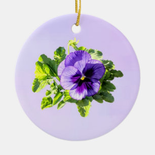 Pansy In Two Shades of Purple Ceramic Ornament