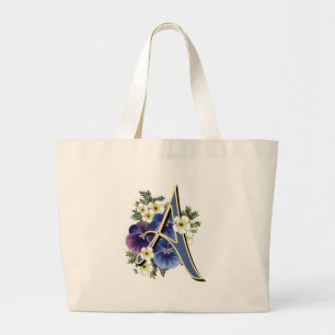 Pansy Initial - A Large Tote Bag