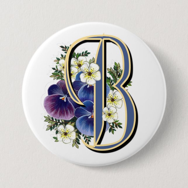 Pansy Initial  - B 7.5 Cm Round Badge (Front)