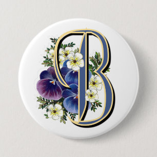 Pansy Initial  - B 7.5 Cm Round Badge