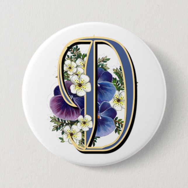 Pansy Initial  - D 7.5 Cm Round Badge (Front)
