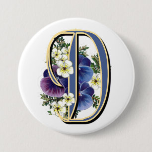 Pansy Initial  - D 7.5 Cm Round Badge
