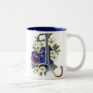 Pansy Initial - L Two-Tone Coffee Mug