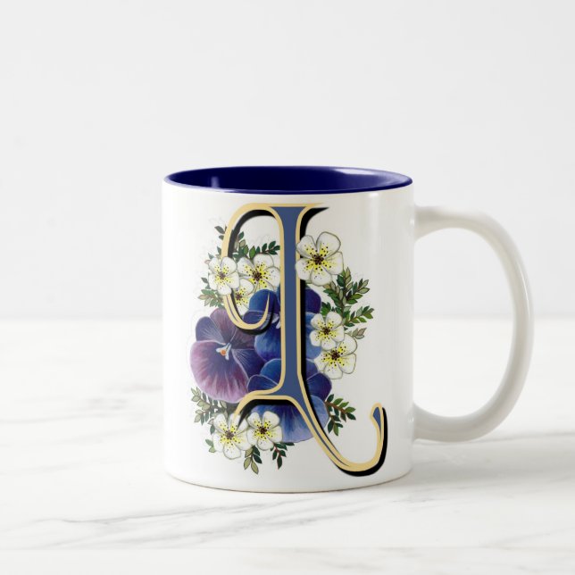 Pansy Initial - L Two-Tone Coffee Mug (Right)