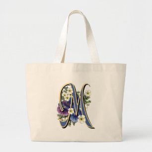 Pansy Initial - M Large Tote Bag