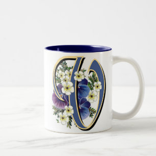 Pansy Initial - V Two-Tone Coffee Mug