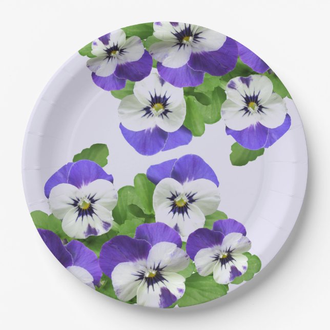 Pansy Lilac Purple Party Event Flower Garden Lunch Paper Plate (Front)