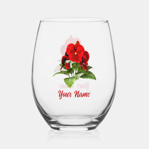 Pansy Lover Floral Personalised Custom Stemless Wine Glass