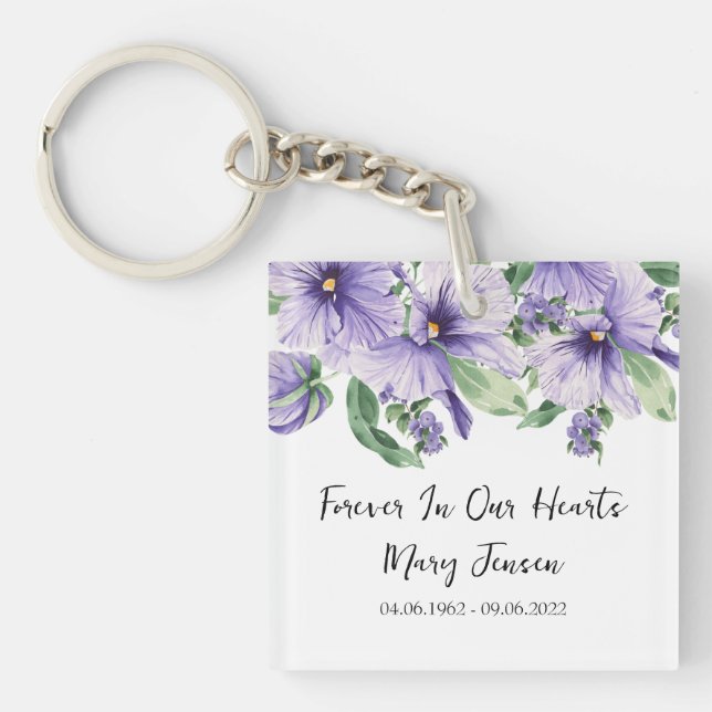 Pansy Memorial Funeral Photo Keychain (Front)