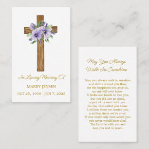 Pansy Memorial Funeral Prayer Card
