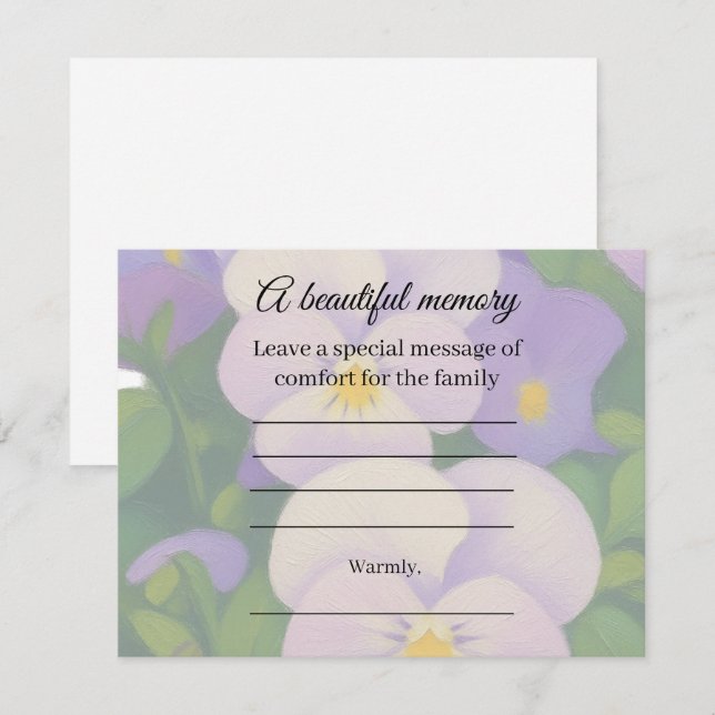 Pansy Memorial Message Card (Front/Back)