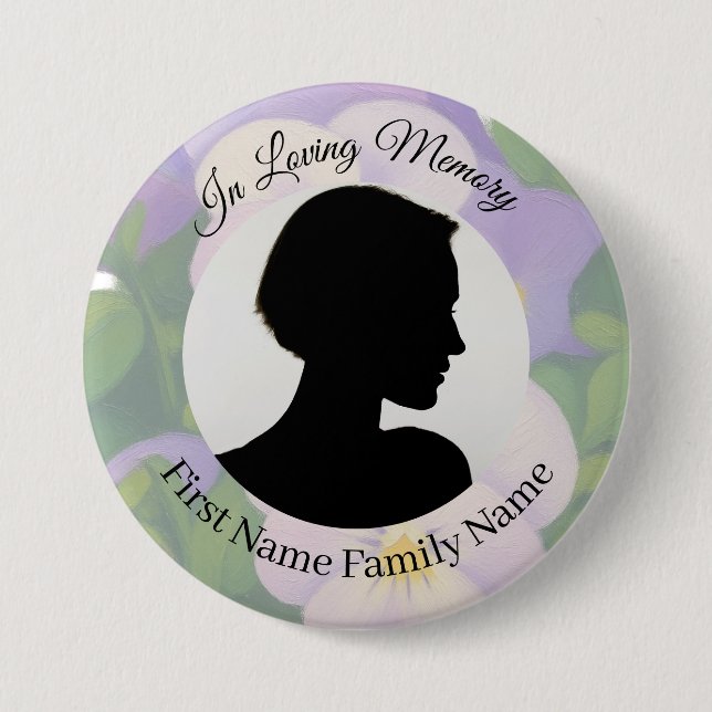 Pansy memorial photo button (Front)