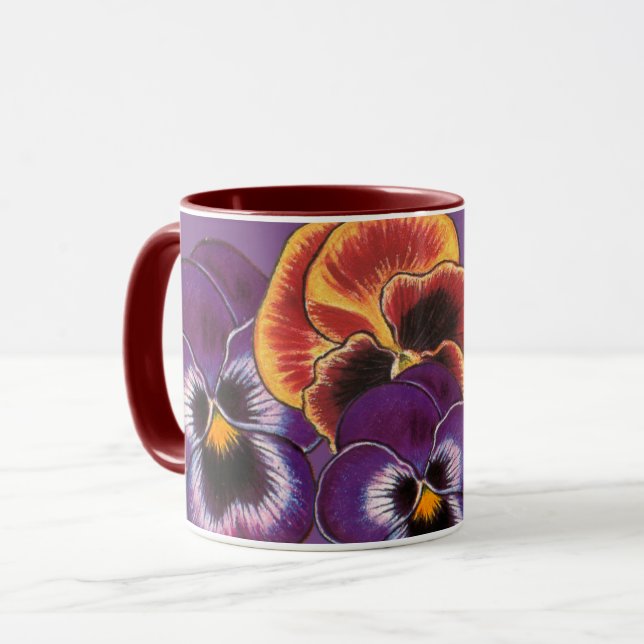 Pansy on Violet Mug (Front Left)