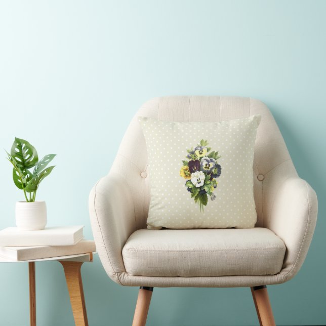Pansy, Pansies, Colourful Flowers, Leaves, Floral Cushion (Chair)