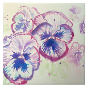 Pansy Pansies Purple Flower Floral Pink Ceramic Tile
