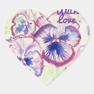 Pansy Pansies Purple Flower Floral Pink Heart Sticker