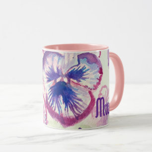 Pansy Pansies Purple Flower Floral Pink Mothers Mug