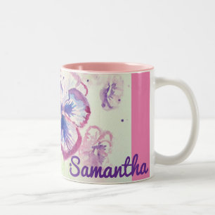 Pansy Pansies Purple Flower Floral Pink Two-Tone Coffee Mug
