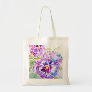 Pansy Pansies Purple Watercolor floral Flower Tote Bag