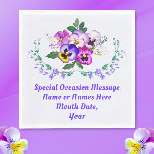 Pansy Paper Napkins, PERSONALIZED for Any Occasion Napkin