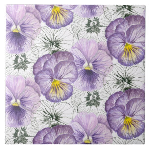 Pansy pattern ceramic tile