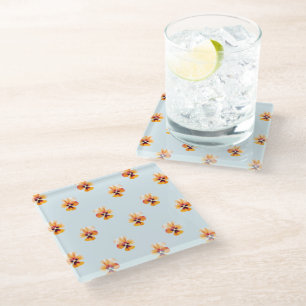 Pansy Pattern Glass Coaster