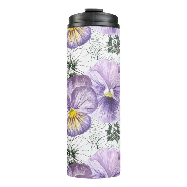 Pansy pattern thermal tumbler (Front)