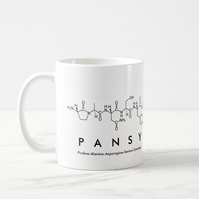 Pansy peptide name mug (Left)