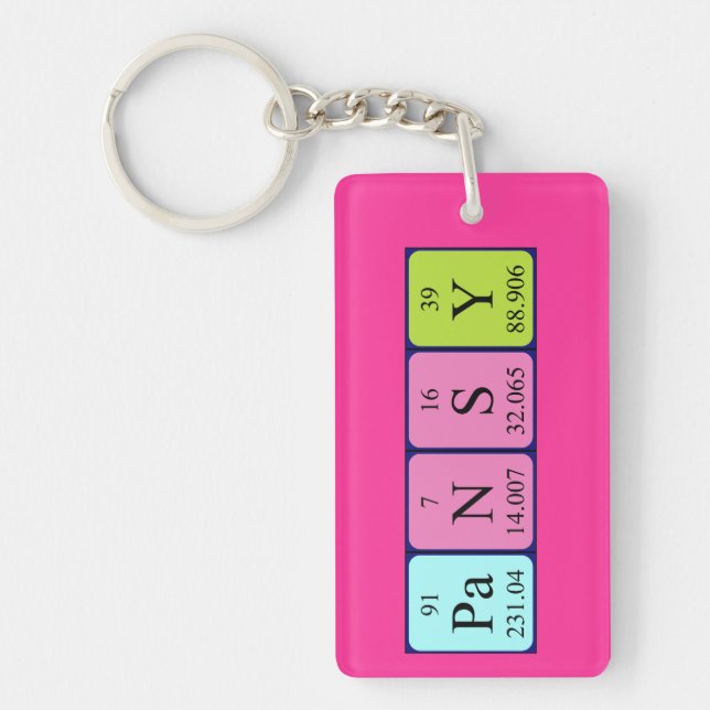 Pansy periodic table name keyring (Front)