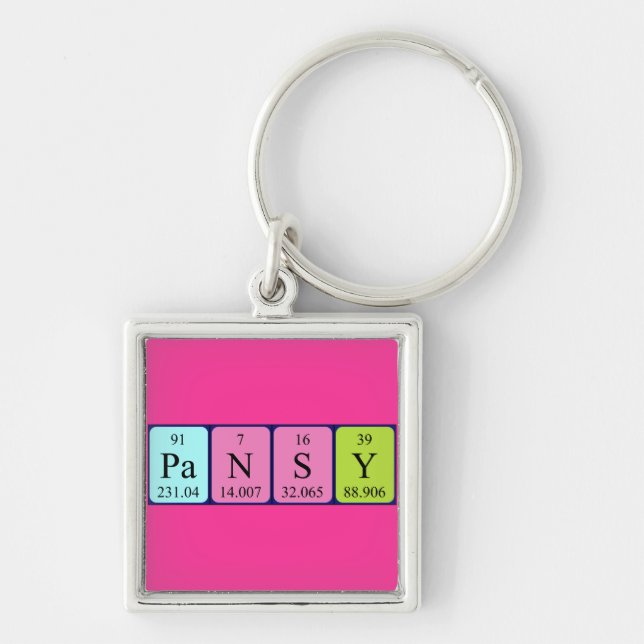 Pansy periodic table name keyring (Front)