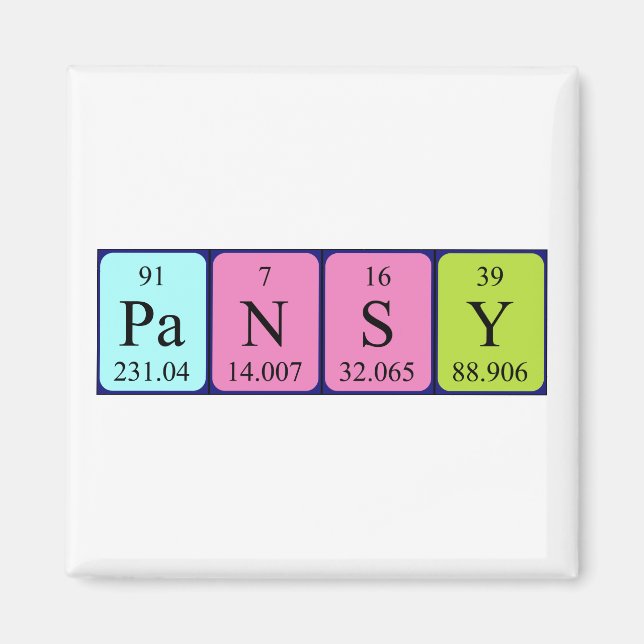 Pansy periodic table name magnet (Front)