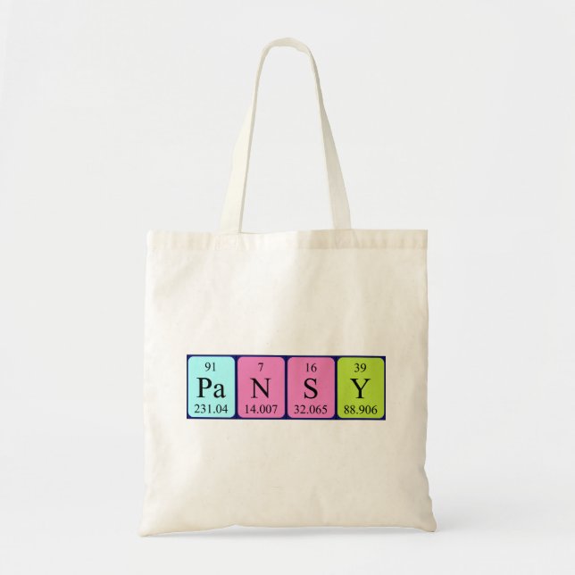 Pansy periodic table name tote bag (Front)