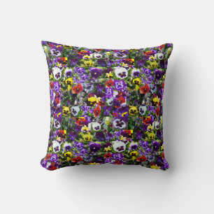 Pansy Photo Collage: Kaleidoscope of Floral Beauty Cushion