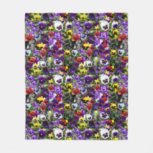 Pansy Photo Collage: Kaleidoscope of Floral Beauty Fleece Blanket