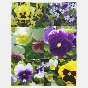 Pansy Photo Collage: Kaleidoscope of Floral Beauty Fleece Blanket