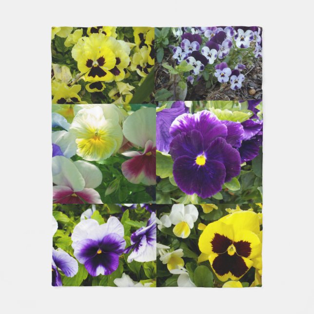 Pansy Photo Collage: Kaleidoscope of Floral Beauty Fleece Blanket (Front)