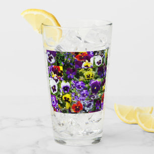 Pansy Photo Collage: Kaleidoscope of Floral Beauty Glass