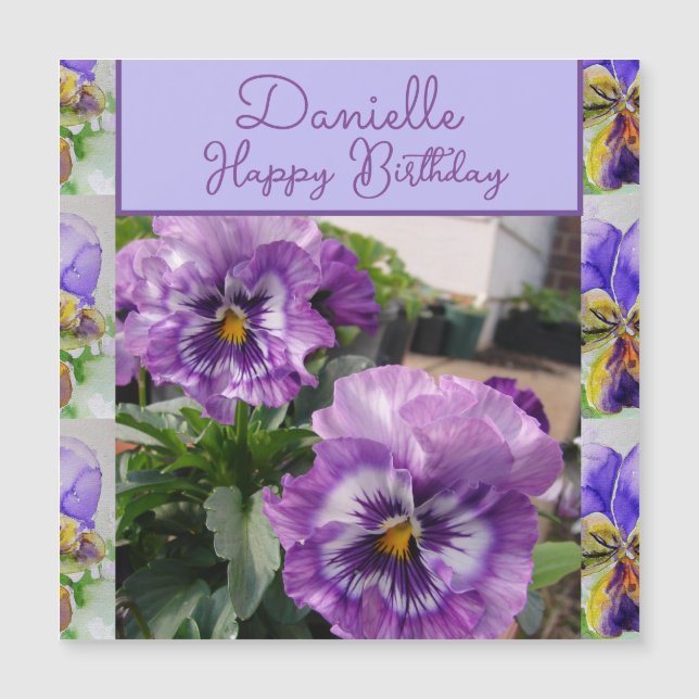 Pansy Purple Flower floral Girls Name Birthday (Front)