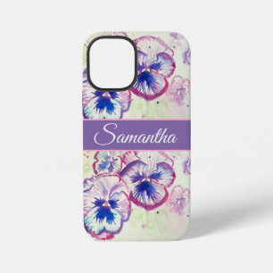 Pansy Purple Lilac Watercolor floral Flower Phone iPhone 12 Mini Case