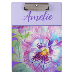 Pansy Purple Watercolor Pretty Floral Flower Clipboard